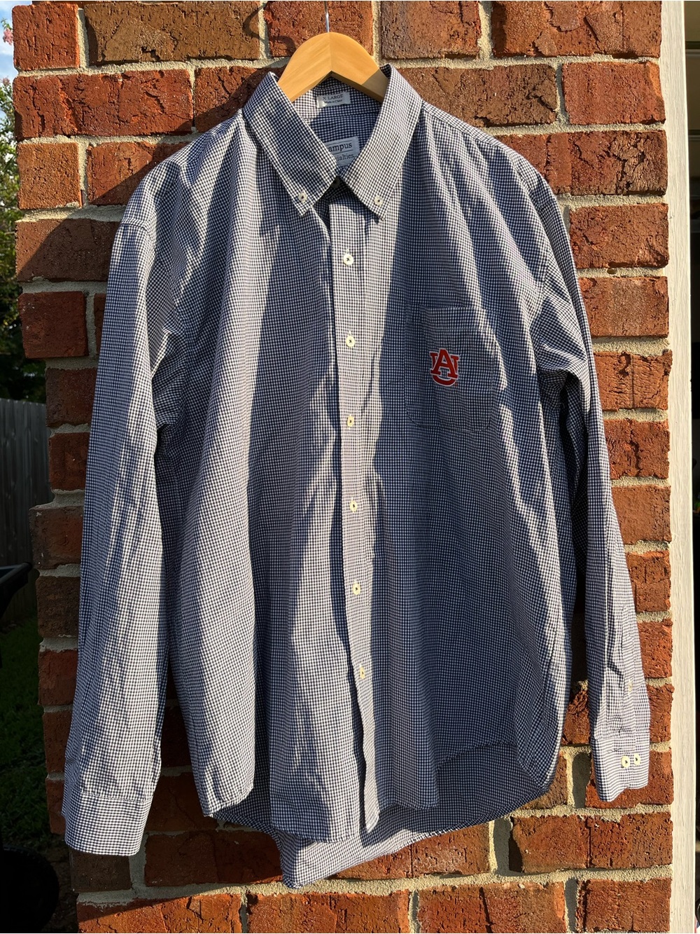 Auburn University Navy Micro-Check Button-Down Shirt